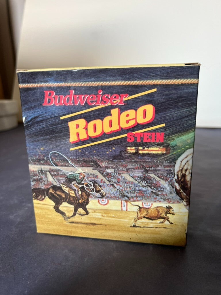 1992 Anheuser-Busch Budweiser Rodeo Collectible Beer Stein NIB Breweriana