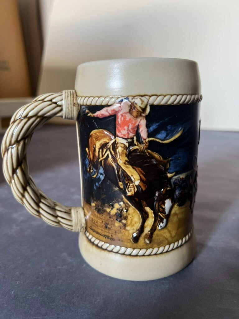 1992 Anheuser-Busch Budweiser Rodeo Collectible Beer Stein NIB Breweriana