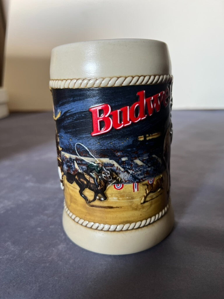 1992 Anheuser-Busch Budweiser Rodeo Collectible Beer Stein NIB Breweriana