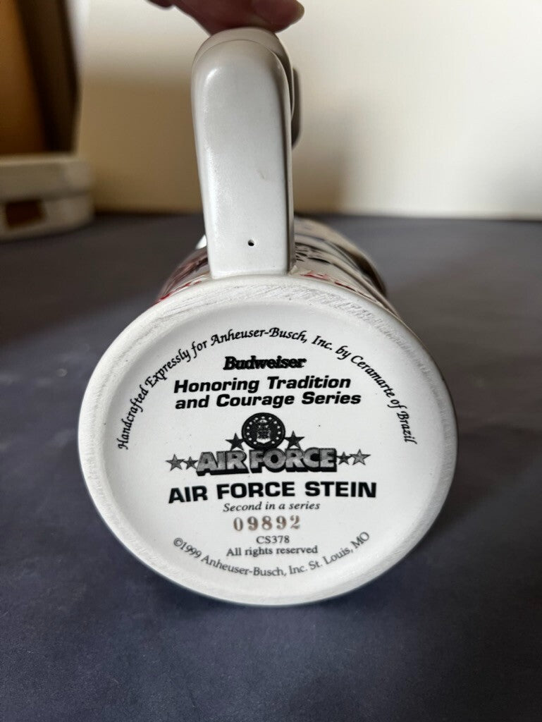 1999 Budweiser AIR FORCE Stein Honoring Tradition & Courage NEW IN BOX
