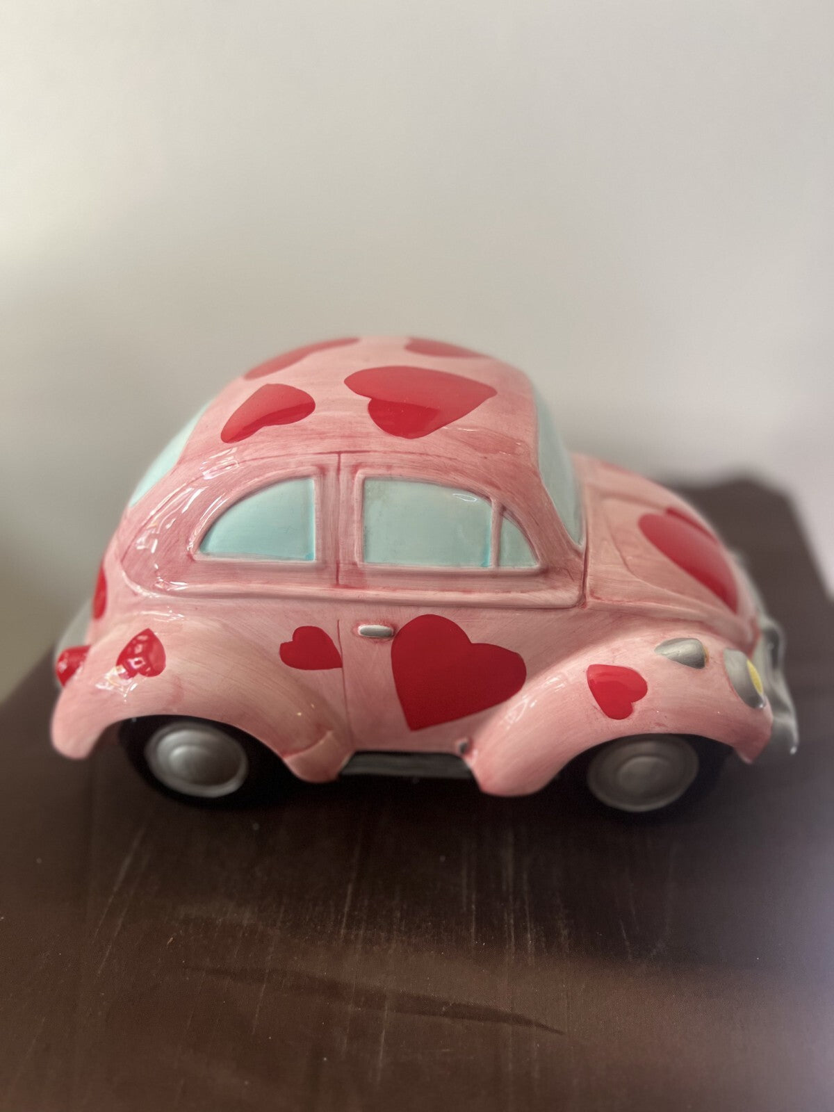Vintage 1999 Love BUG hearts VW BEETLE Cookie / Candy Jar Never Used