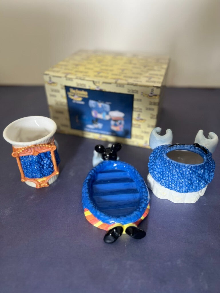 Beatles Yellow Submarine Blue Meanie 3pc Ceramic Bathroom Set 1999 Vandor NIB