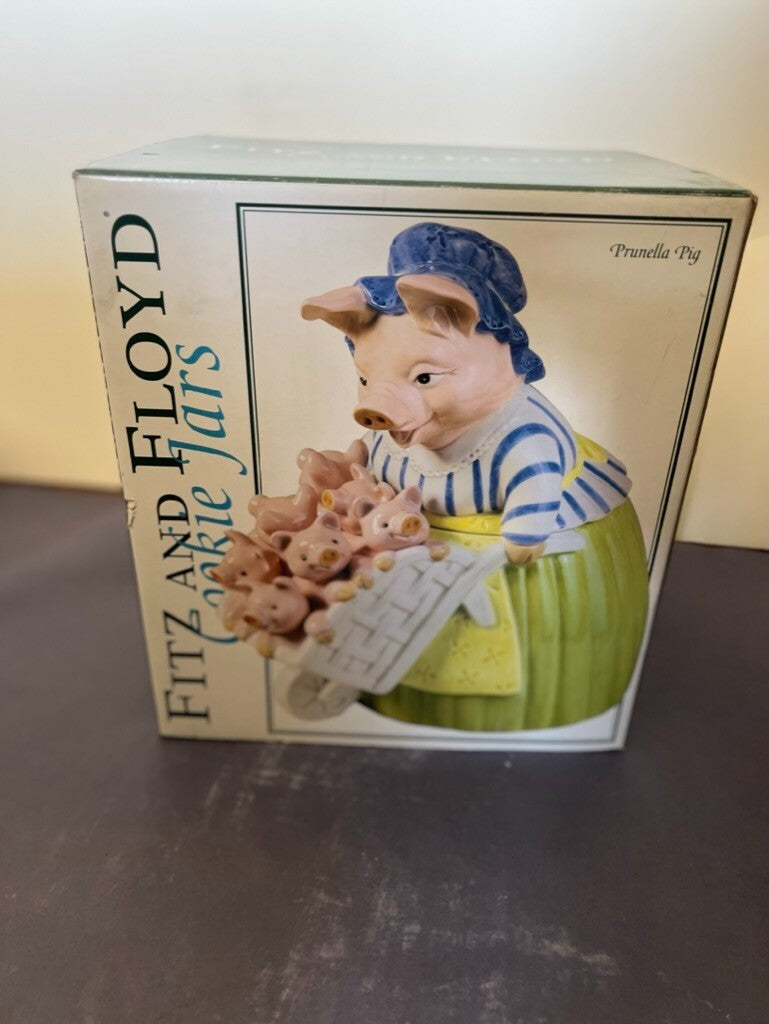 Vintage Fitz & Floyd Prunella Pig And Piglets Collectible Cookie Jar 1989 NIB