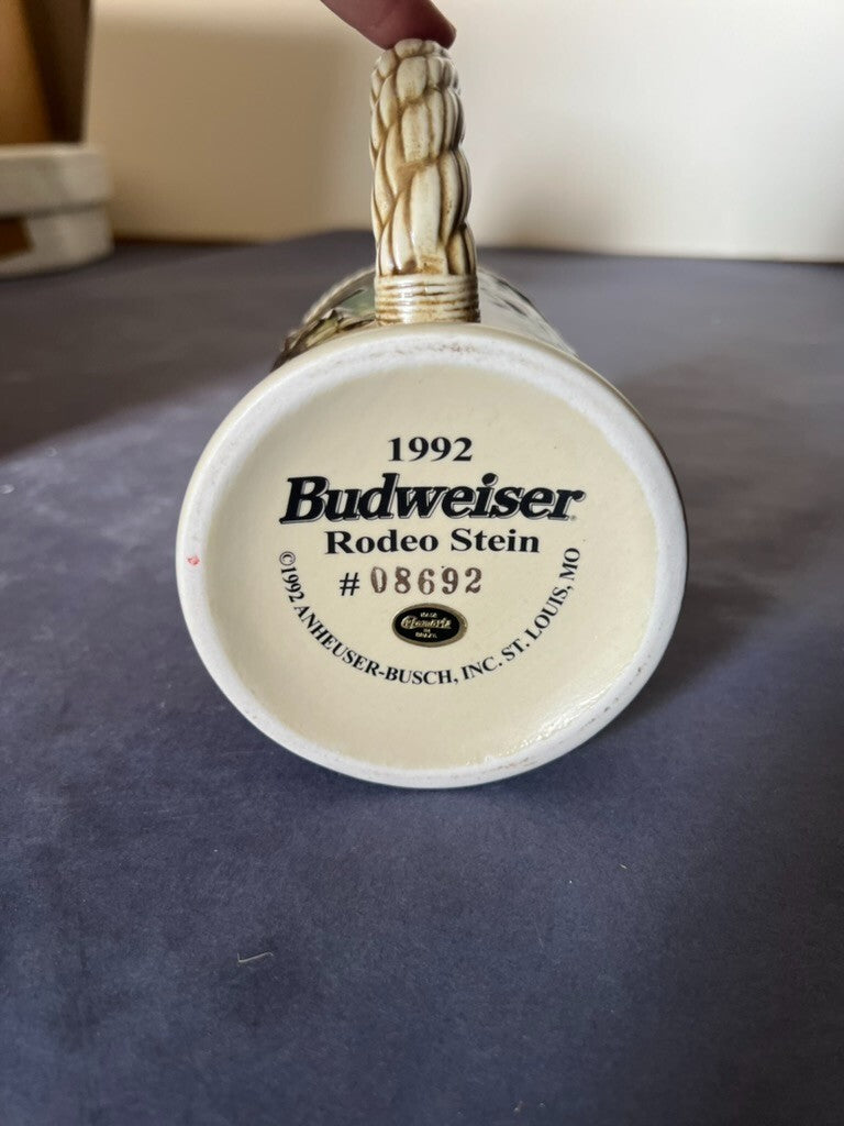 1992 Anheuser-Busch Budweiser Rodeo Collectible Beer Stein NIB Breweriana
