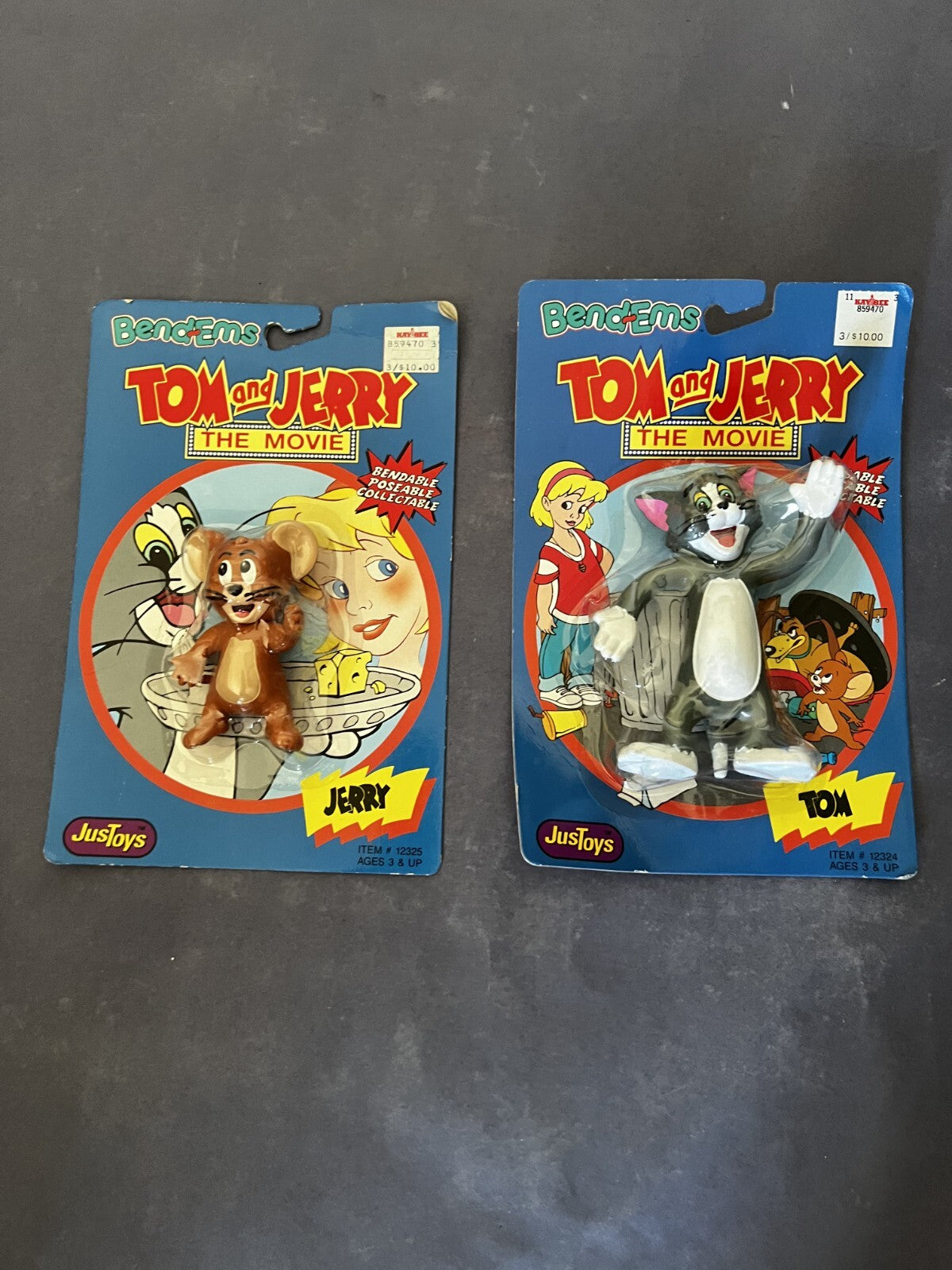 1992 JusToys TOM AND JERRY THE MOVIE 5" Bendems Action Figure MOC NIP TOYS