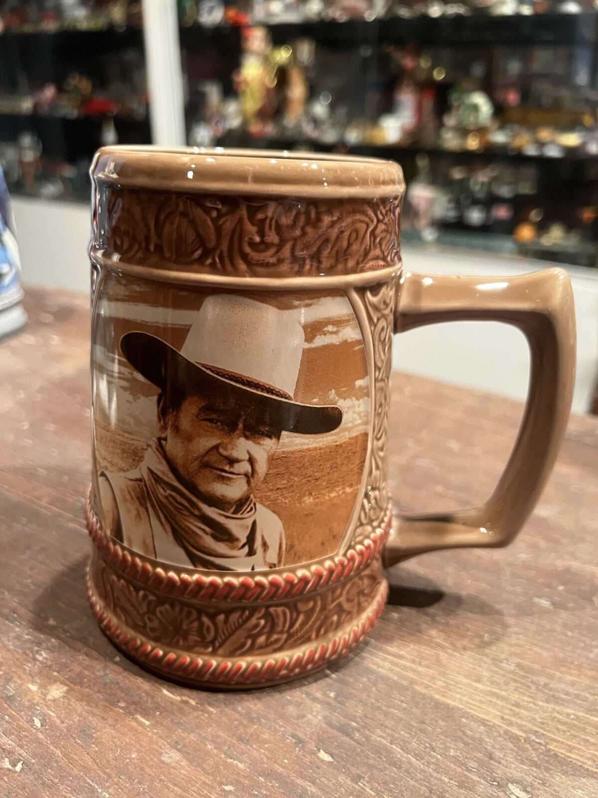 Vintage John Wayne the Duke Sculpted Beer Stein Mug Cowboy Vandor Western NIB
