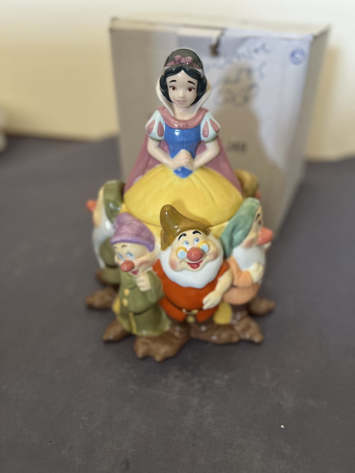 Walt Disney Vintage Snow White & The Seven Dwarfs Cookie Jar Ceramic NIB
