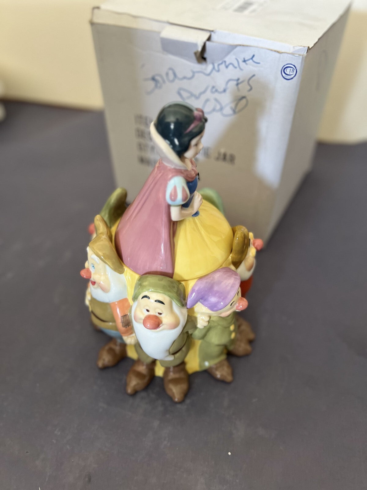 Walt Disney Vintage Snow White & The Seven Dwarfs Cookie Jar Ceramic NIB