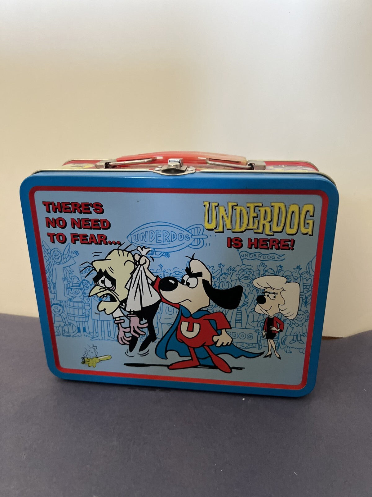 Vintage UNDERDOG TIN METAL LUNCHBOX 1998 Never Used No Need To Fear GOLDEN BOOKS
