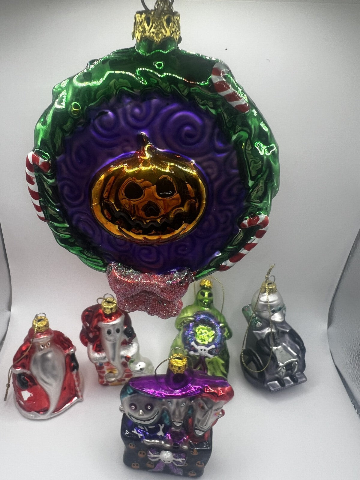 Disney Store Exclusive Nightmare Before Christmas Blown Glass Ornaments Set of 6