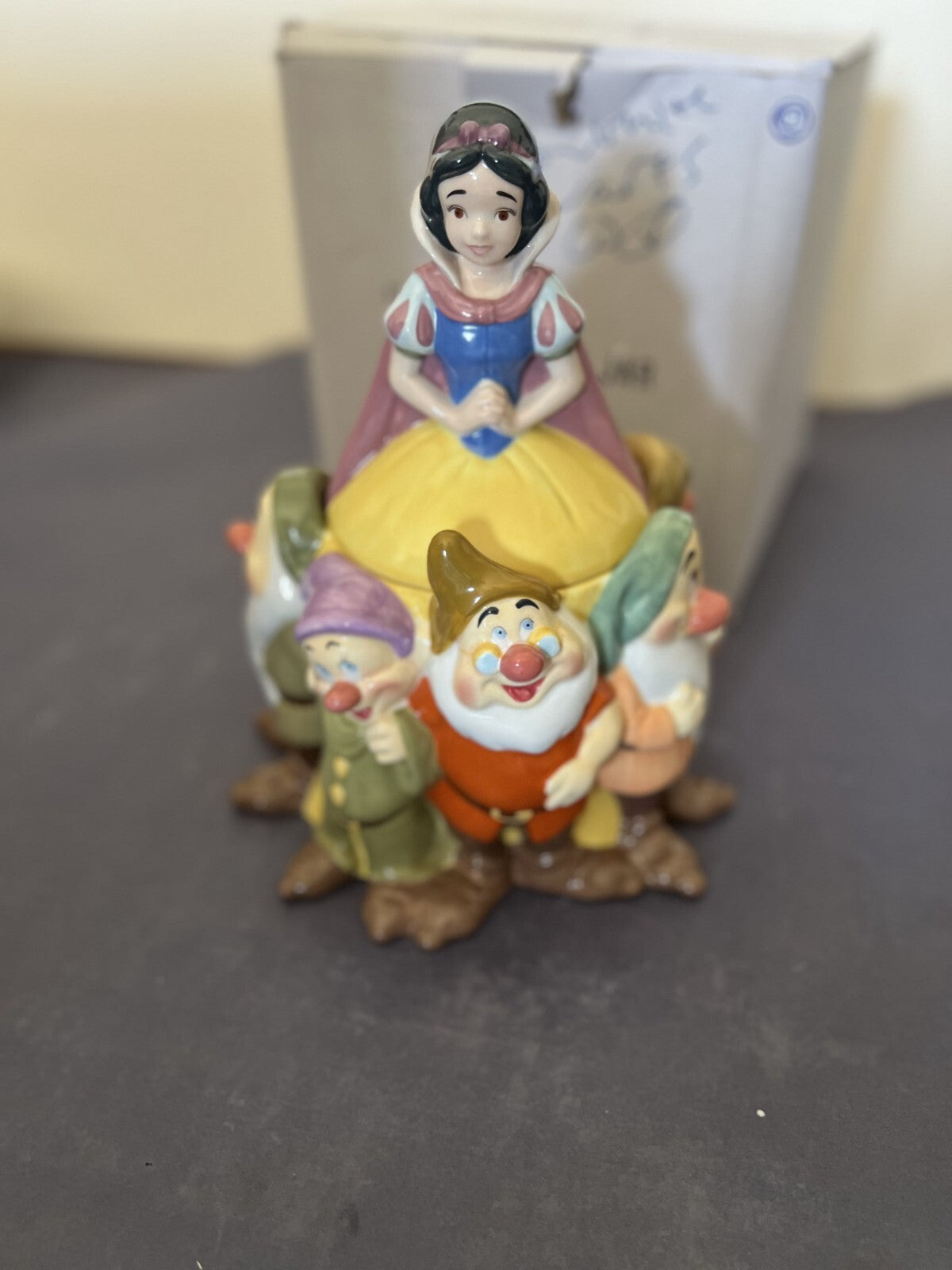 Walt Disney Vintage Snow White & The Seven Dwarfs Cookie Jar Ceramic NIB