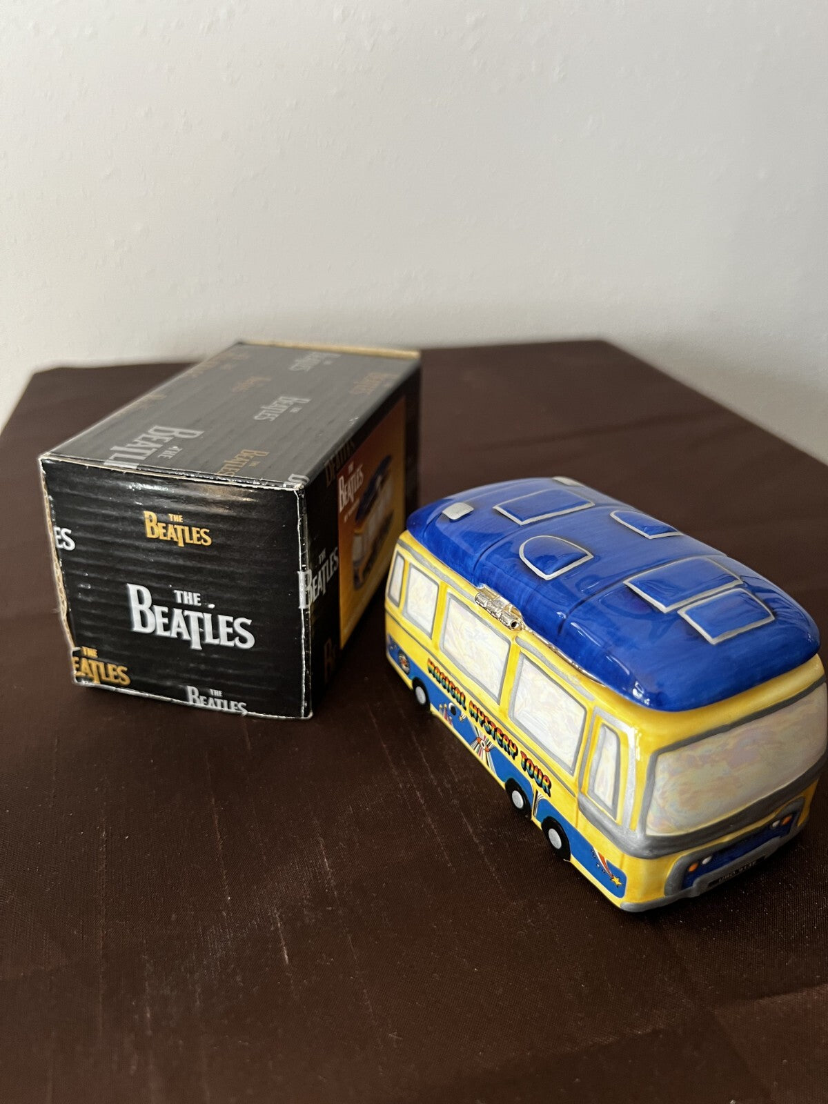 Vandor RARE Porcelain Trinket Box Beatles Magical Mystery Tour Bus - Vintage