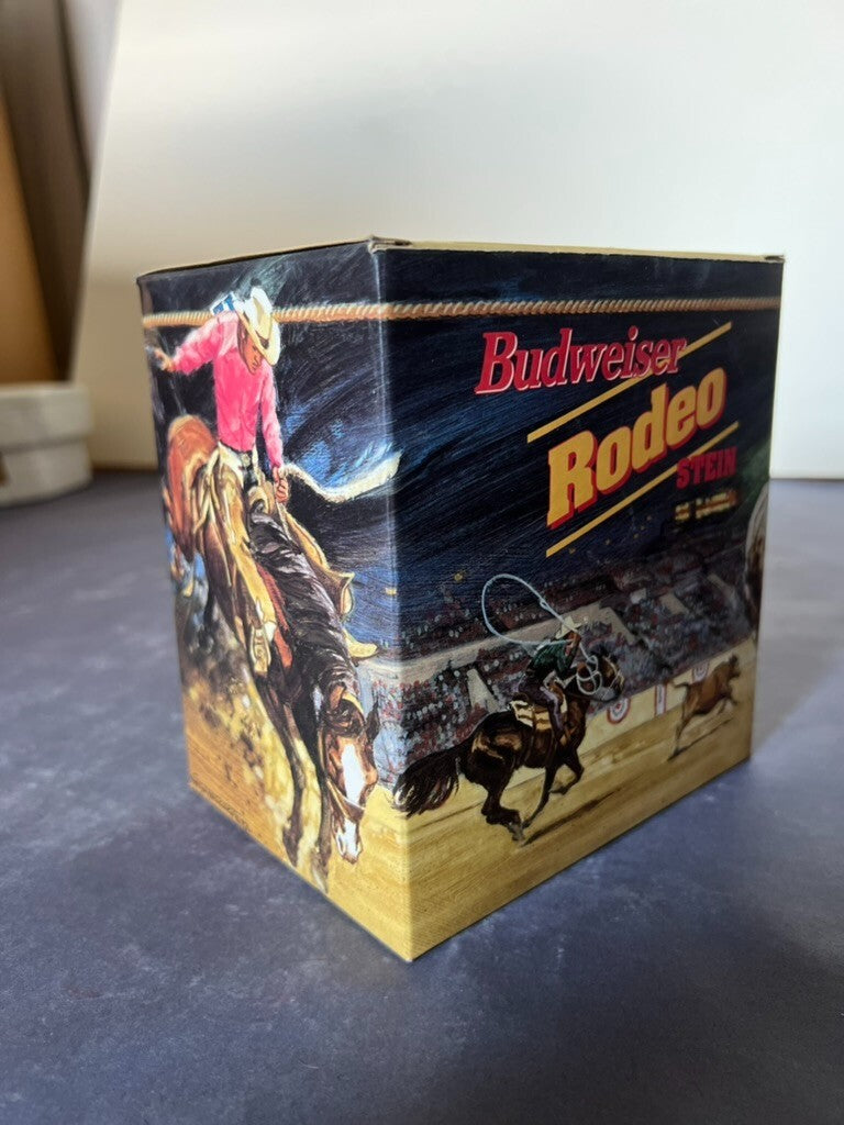 1992 Anheuser-Busch Budweiser Rodeo Collectible Beer Stein NIB Breweriana
