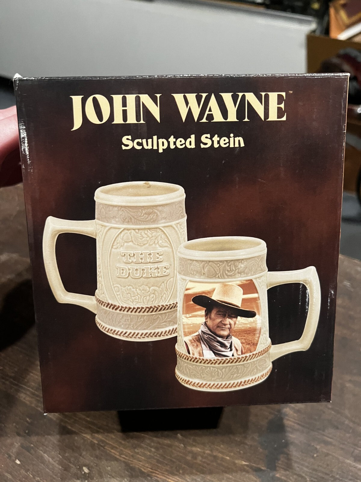 Vintage John Wayne the Duke Sculpted Beer Stein Mug Cowboy Vandor Western NIB