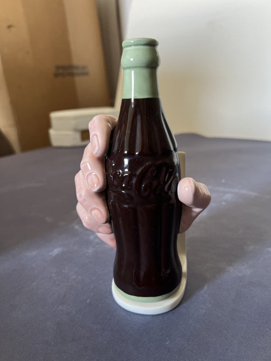 1994 Vintage 3-D Coca Cola COKE Bottle Ceramic Straw And Napkin Holder with box