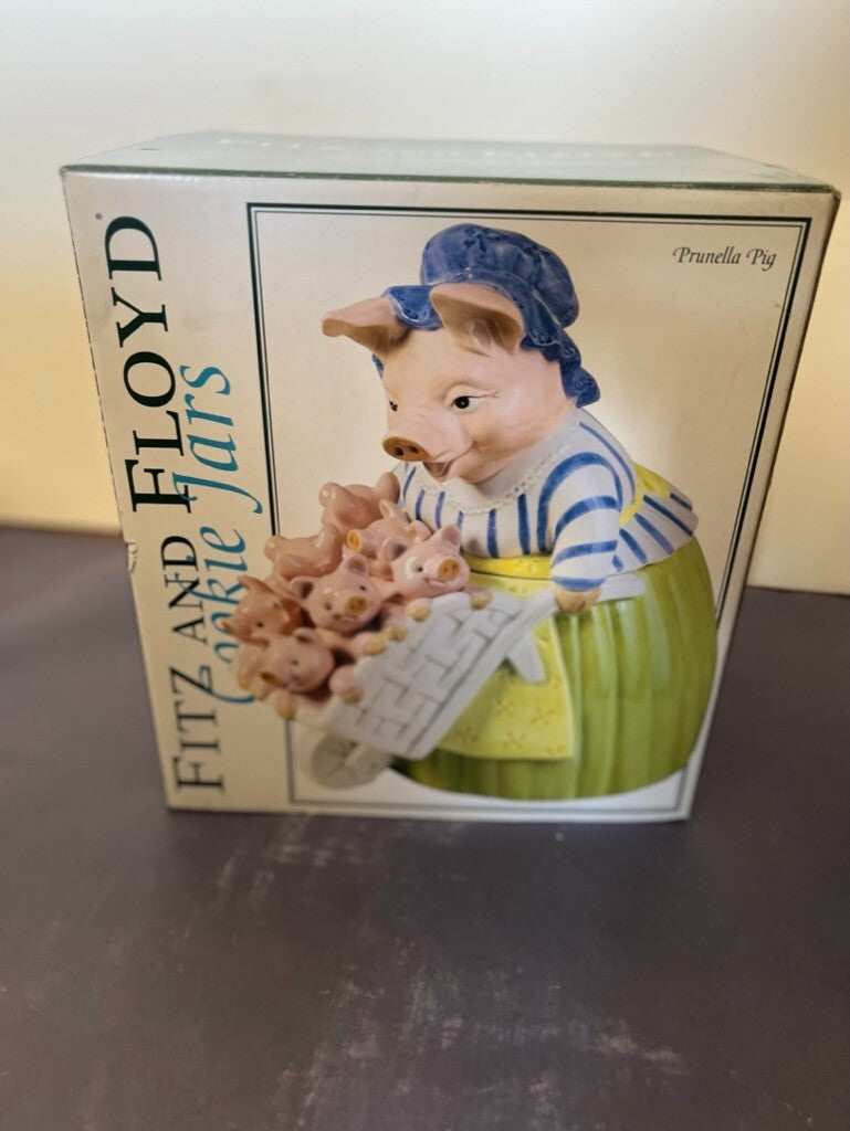 Vintage Fitz & Floyd Prunella Pig And Piglets Collectible Cookie Jar 1989 NIB