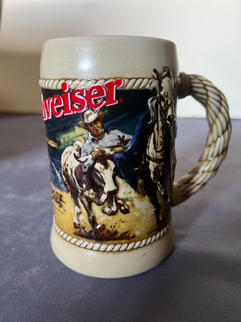 1992 Anheuser-Busch Budweiser Rodeo Collectible Beer Stein NIB Breweriana