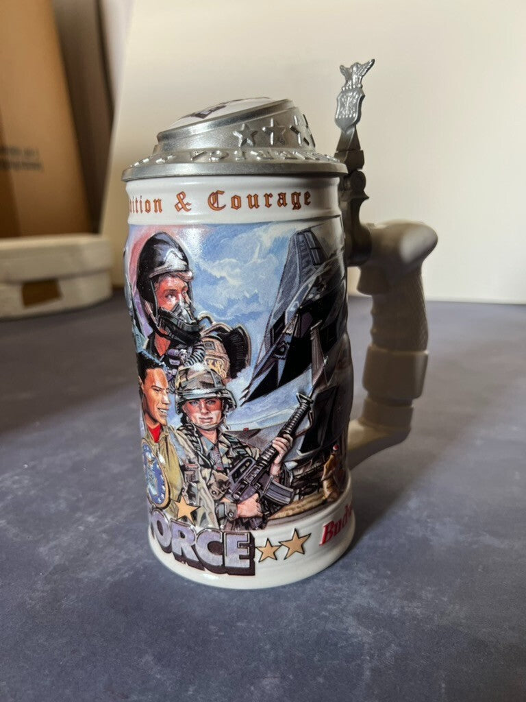 1999 Budweiser AIR FORCE Stein Honoring Tradition & Courage NEW IN BOX