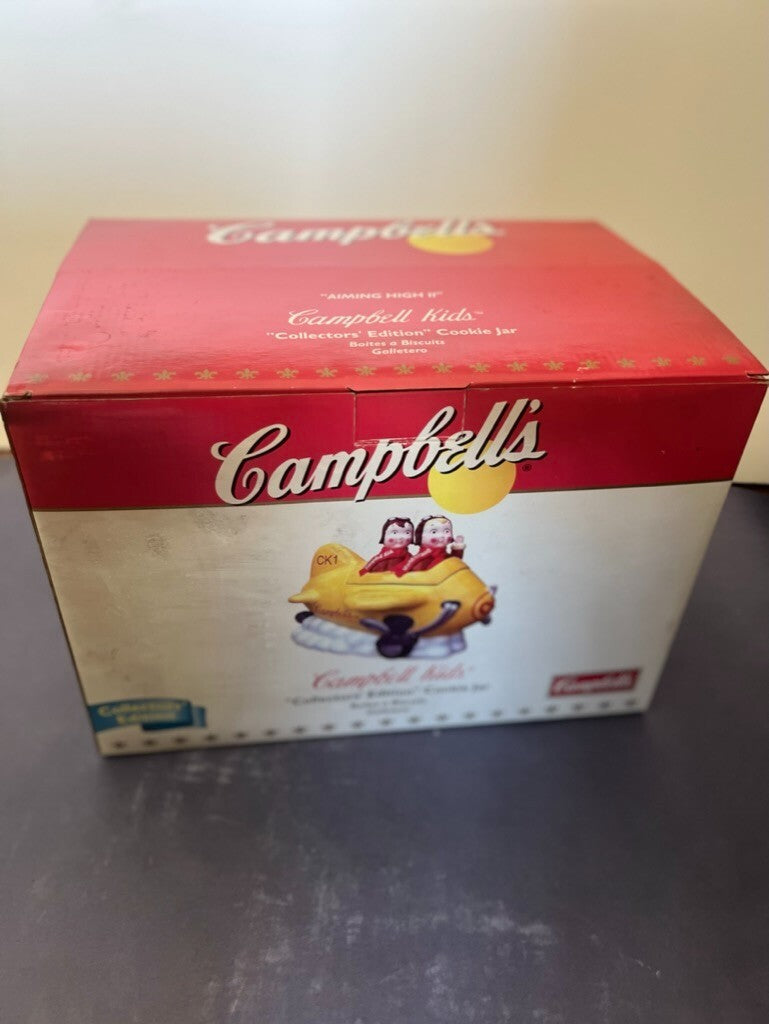 Campbells Soup Kids Vintage Airplane Cookie Jar Aiming High II 2005 NIB