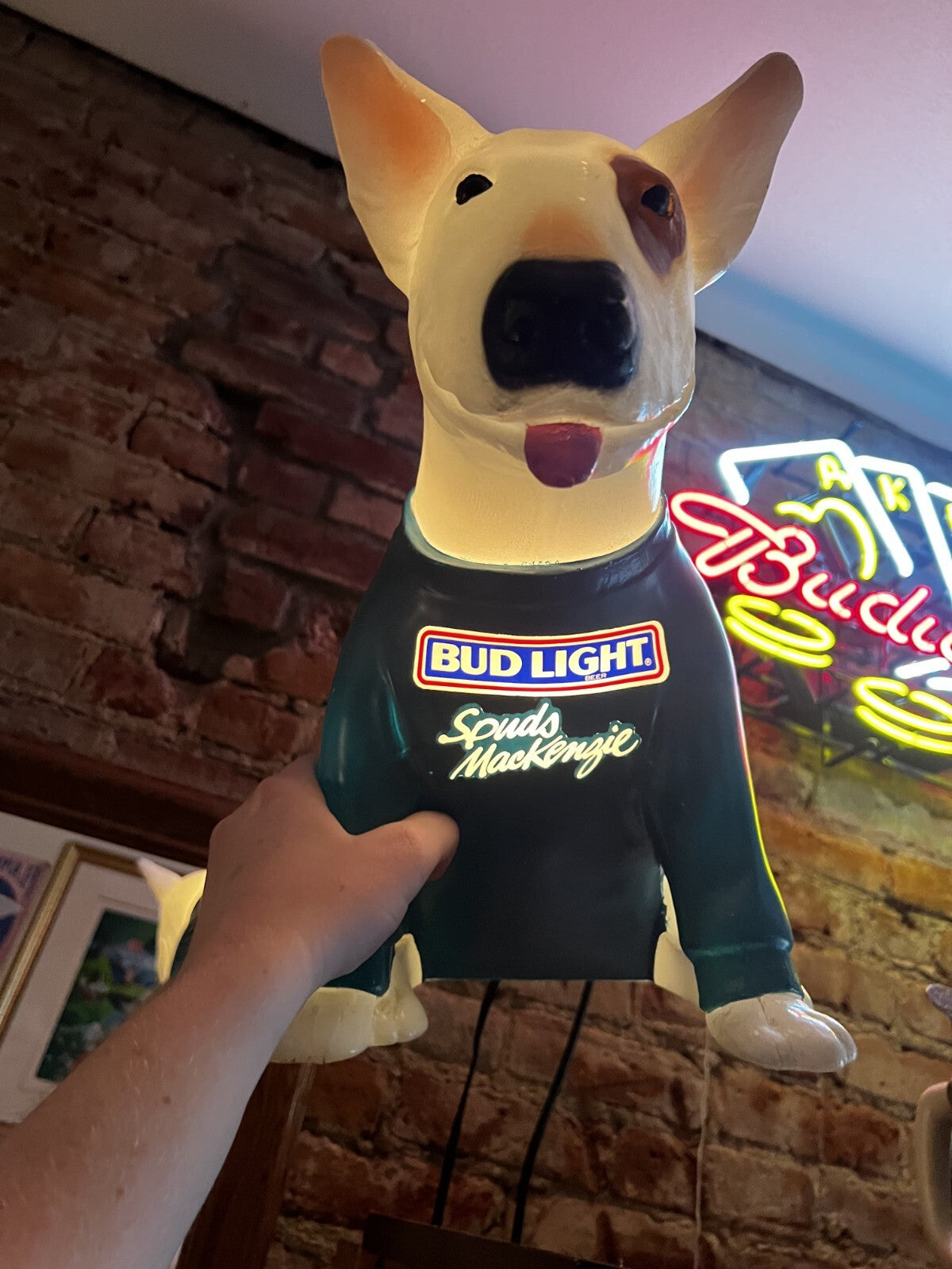 Vintage Spuds Mackenzie Figural 1987 Bud Light Lamp Beer Bar Advertising