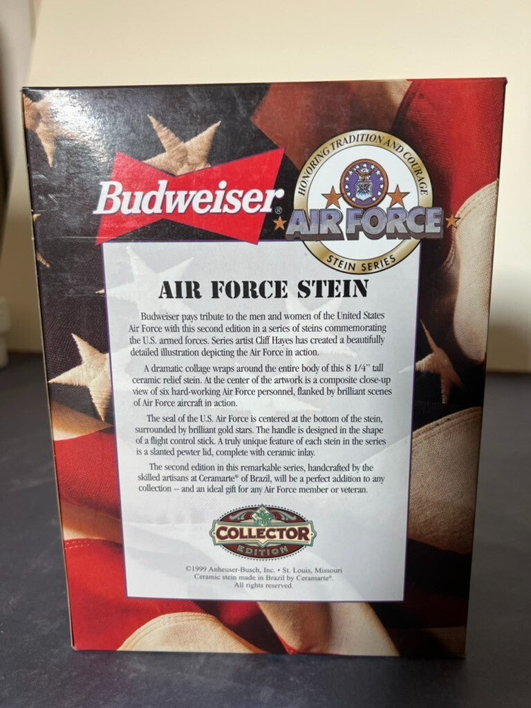 1999 Budweiser AIR FORCE Stein Honoring Tradition & Courage NEW IN BOX
