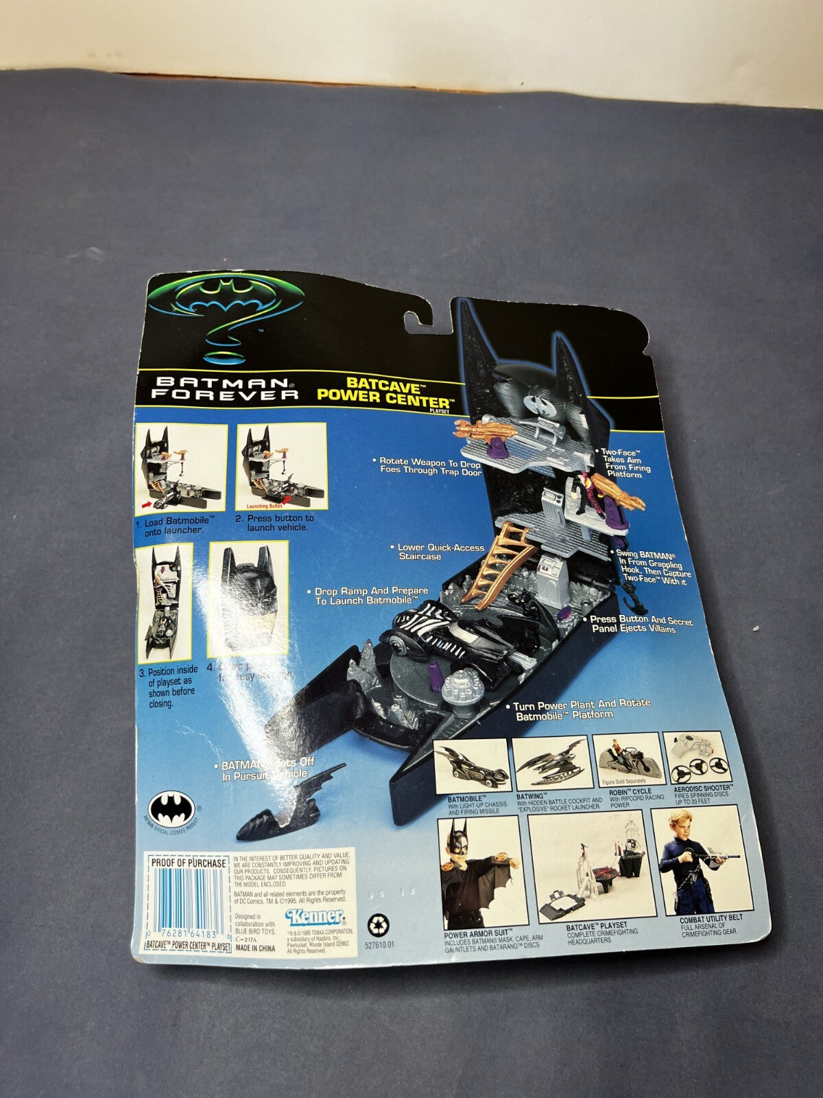 VTG 1995 BATMAN FOREVER Batcave Power Center Batmobile Two Face Action Toy NIP