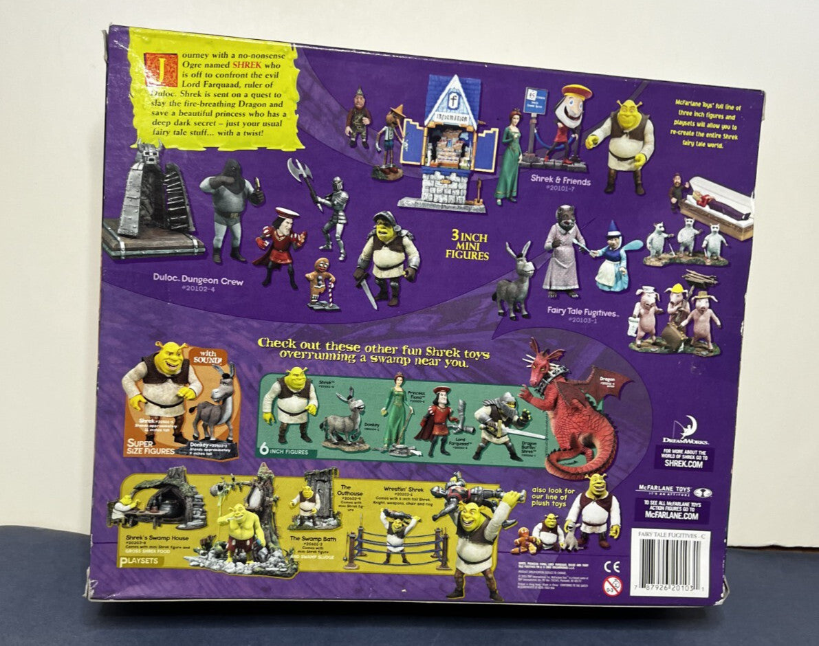 Vintage SHREK Mini Figure Toy FAIRY TALE FUGITIVES Collectible Sealed Box 2001