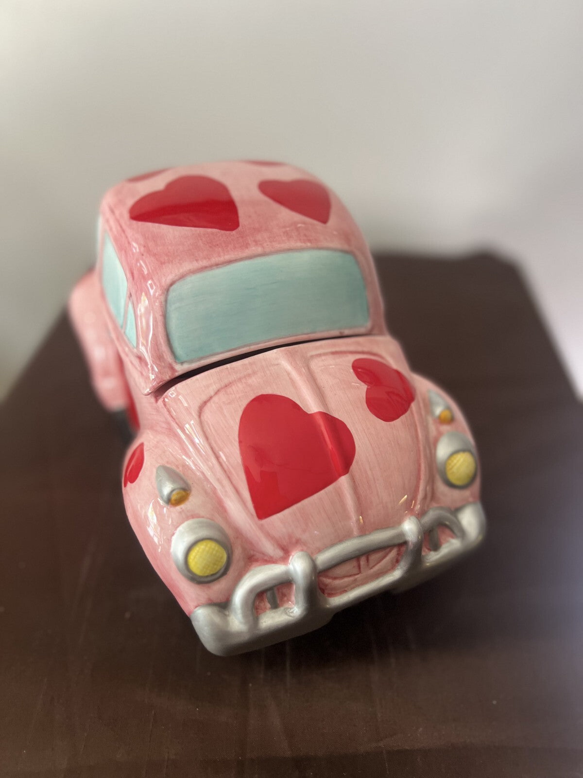 Vintage 1999 Love BUG hearts VW BEETLE Cookie / Candy Jar Never Used