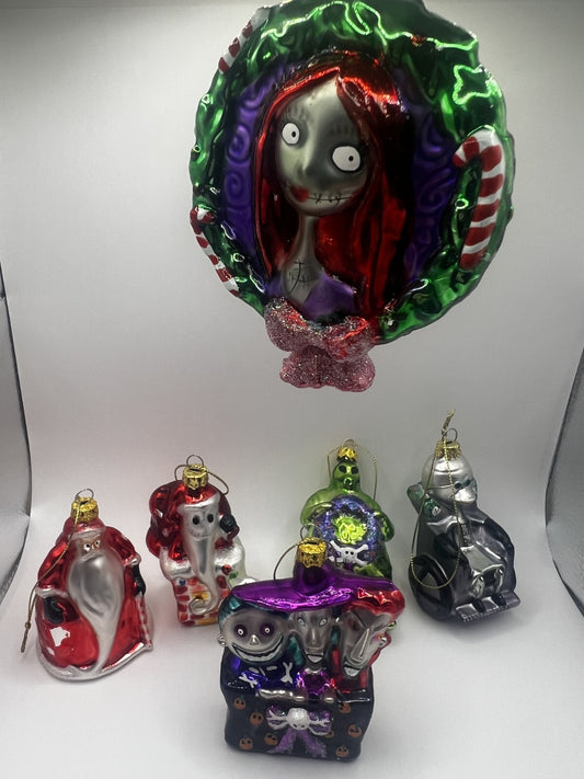 Disney Store Exclusive Nightmare Before Christmas Blown Glass Ornaments Set of 6