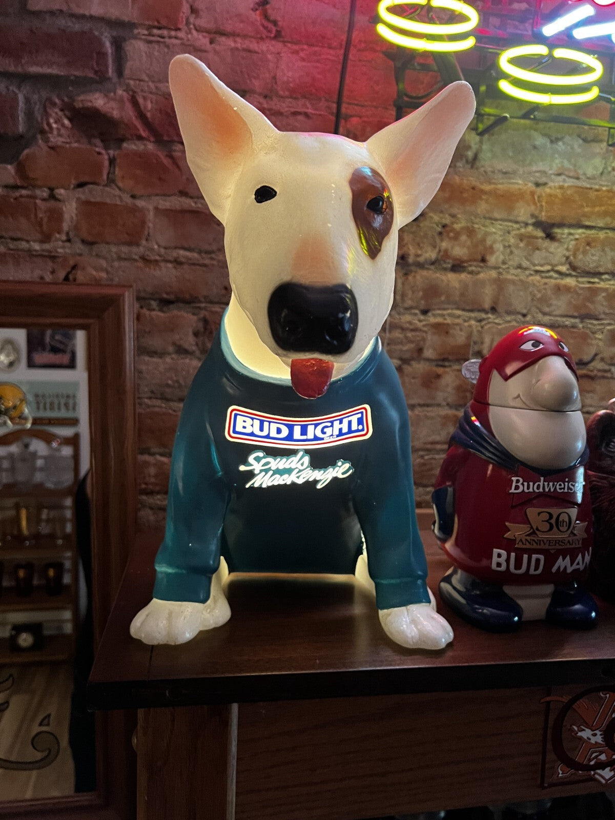 Vintage Spuds Mackenzie Figural 1987 Bud Light Lamp Beer Bar Advertising