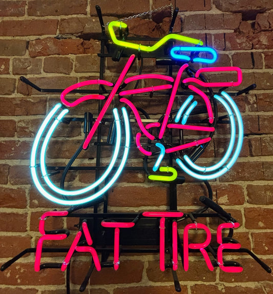 Authentic Vintage Brewery Fat Tire Beer Neon Sign With Dimmer c1993 Glass Tubing