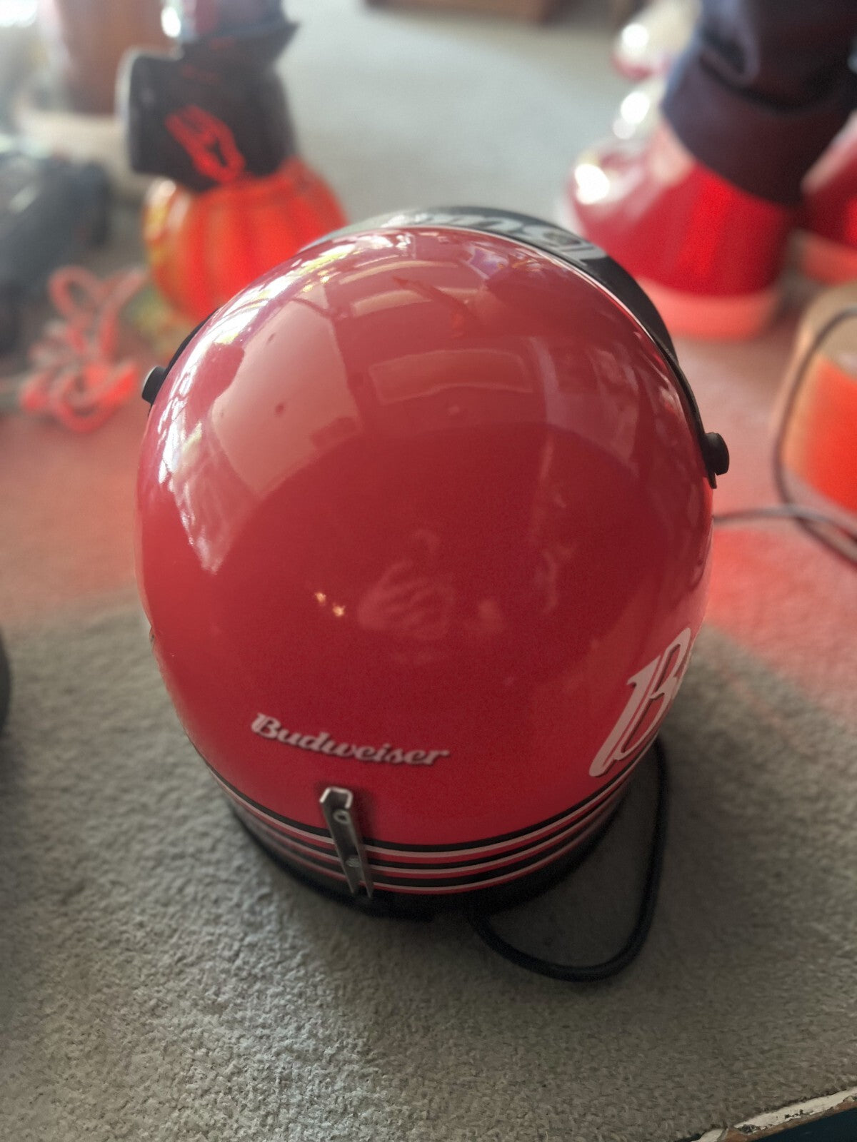  DALE EARNHARDT  BUDWEISER NASCAR RACING Rare NEON HELMET Vintage c2000 RARE