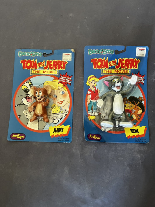 1992 JusToys TOM AND JERRY THE MOVIE 5"  Bendems Action Figure MOC  NIP TOYS