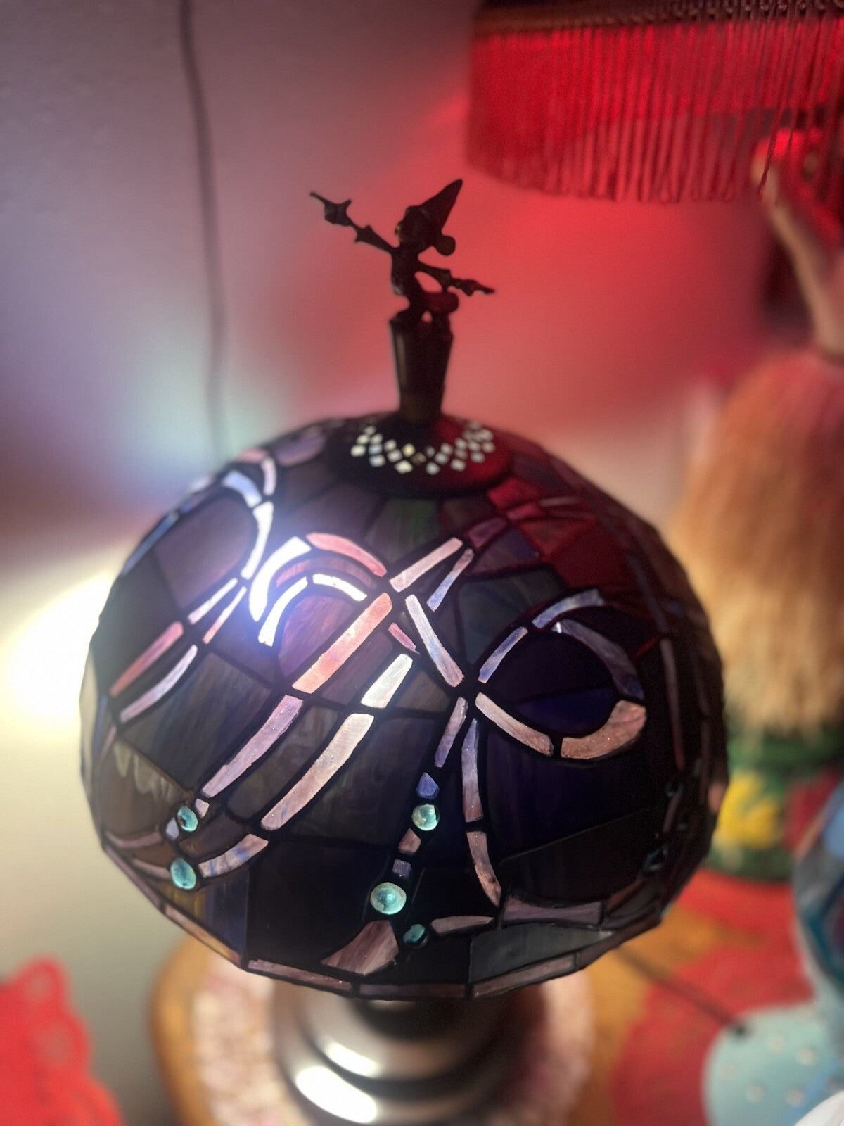 RARE SORCEROR MICKEY Fantasia Stained Glass Tiffany Lamp Disneyland 50th - 2005