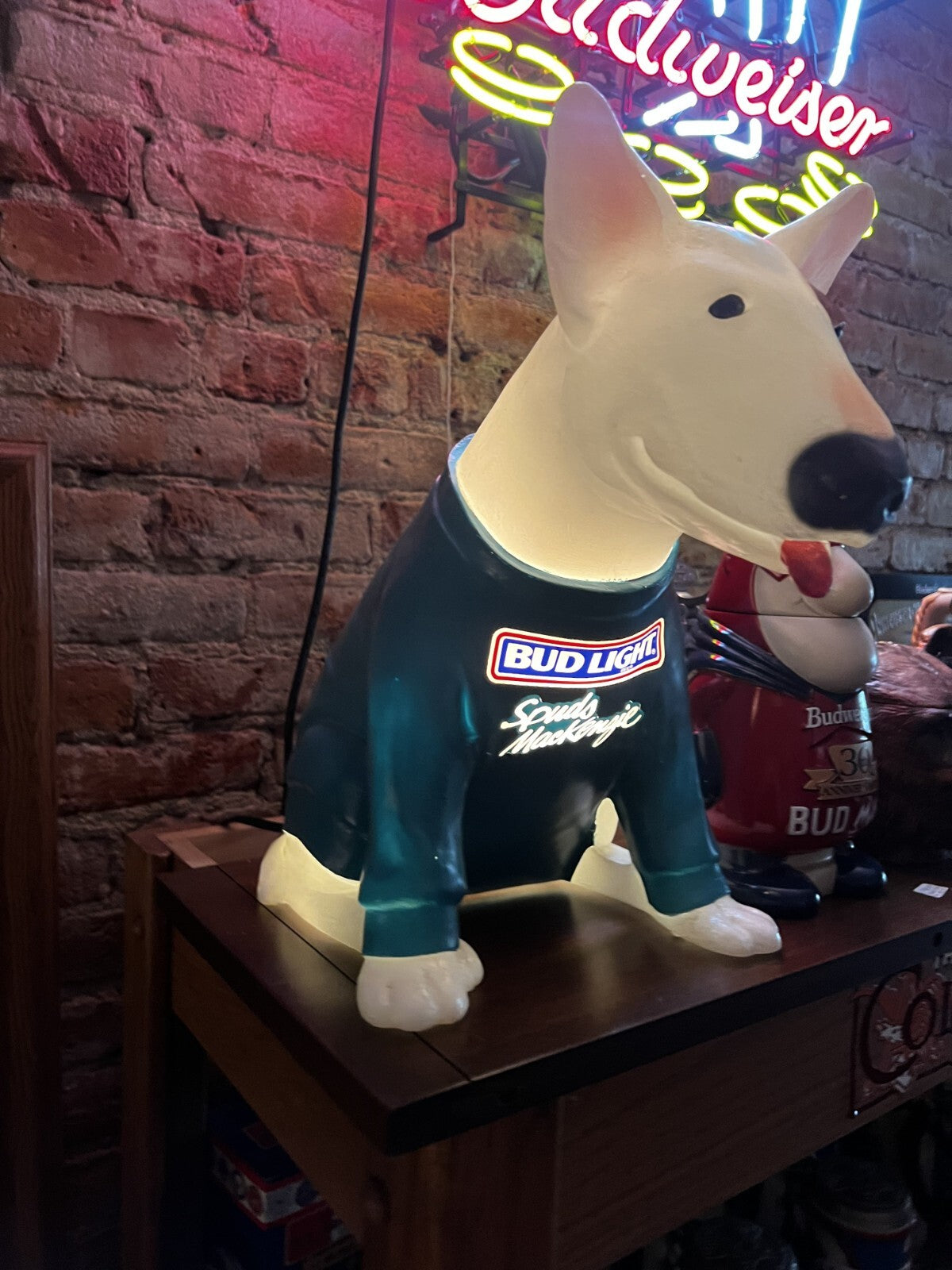 Vintage Spuds Mackenzie Figural 1987 Bud Light Lamp Beer Bar Advertising