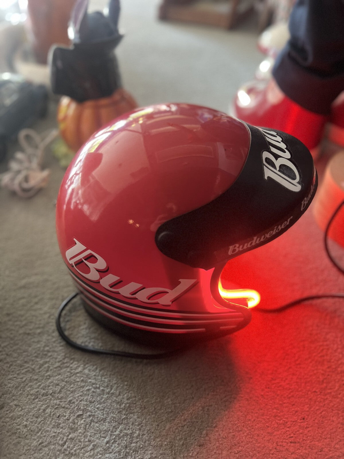  DALE EARNHARDT  BUDWEISER NASCAR RACING Rare NEON HELMET Vintage c2000 RARE