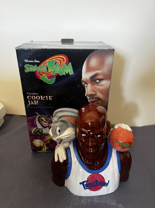 1996 Space Jam Michael Jordan Ceramic Cookie Jar Warner Bros. ( WITH BOX )
