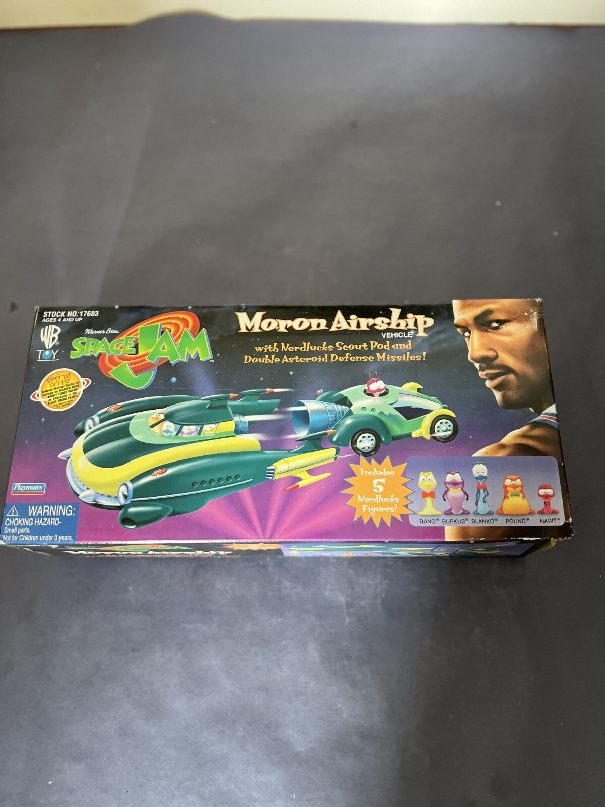 M JORDAN Space Jam Toy Vehicle MORON AIRSHIP NIB + Nerdlucks Sealed 1996 Warner