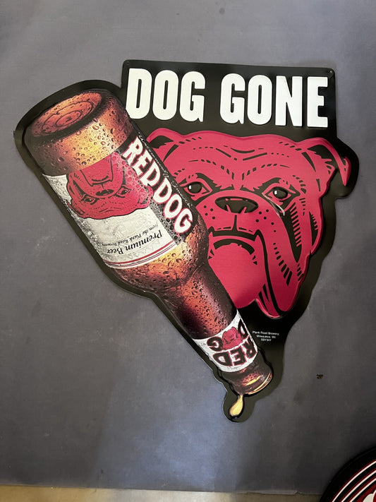 Vintage RED DOG TIN/METAL BEER SIGN 22 X 22 1/2 RARE MAN CAVE BAR-COLLECTOR NOS!